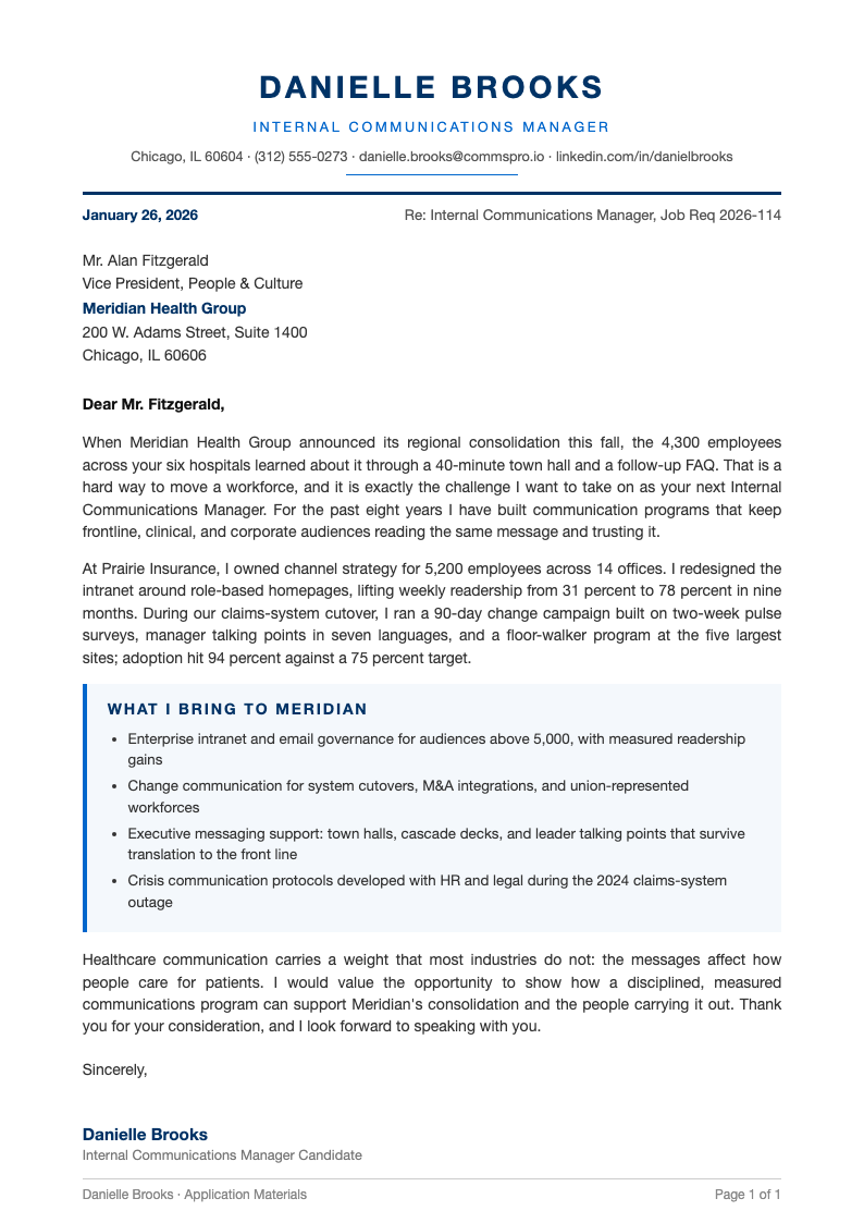 Corporate standard cover letter